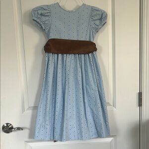 Bailey Boys Classic Light Blue Corduroy Dress with Brown Polka dots and sash